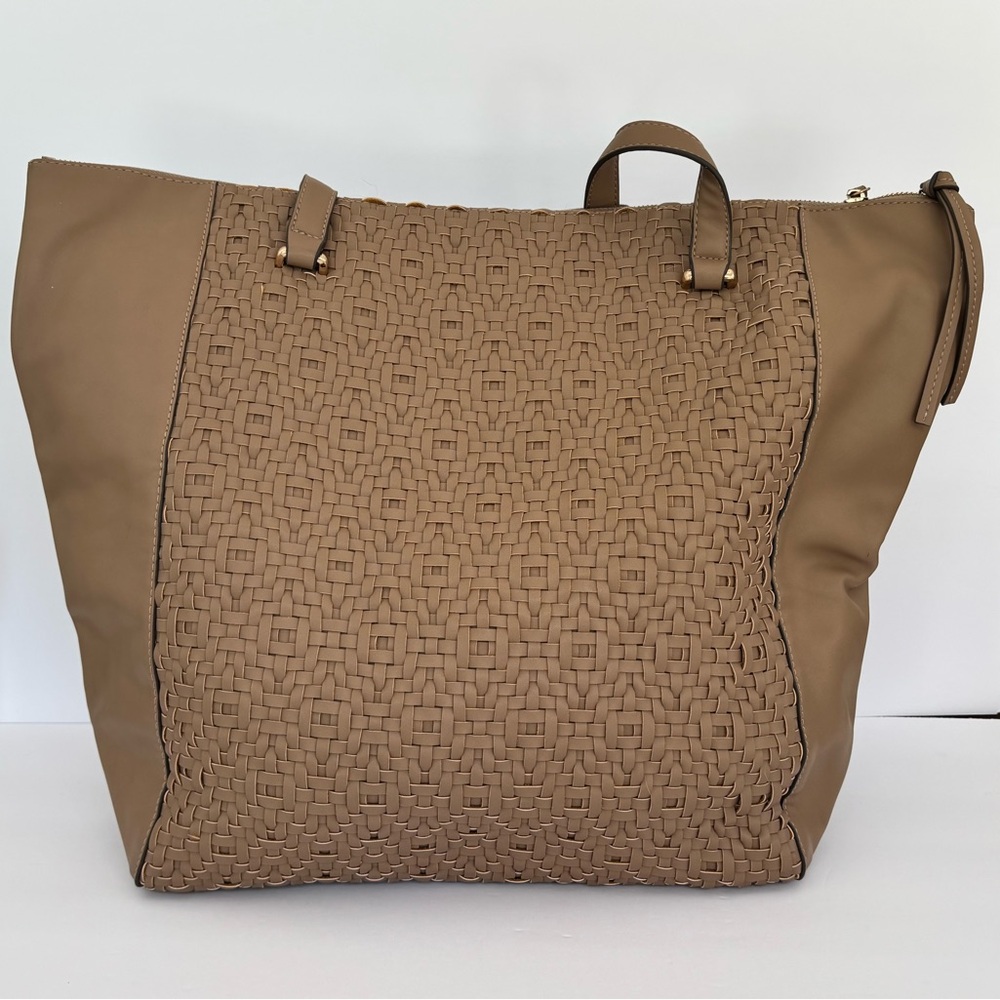 Sole Society Tan Leather Woven Tote